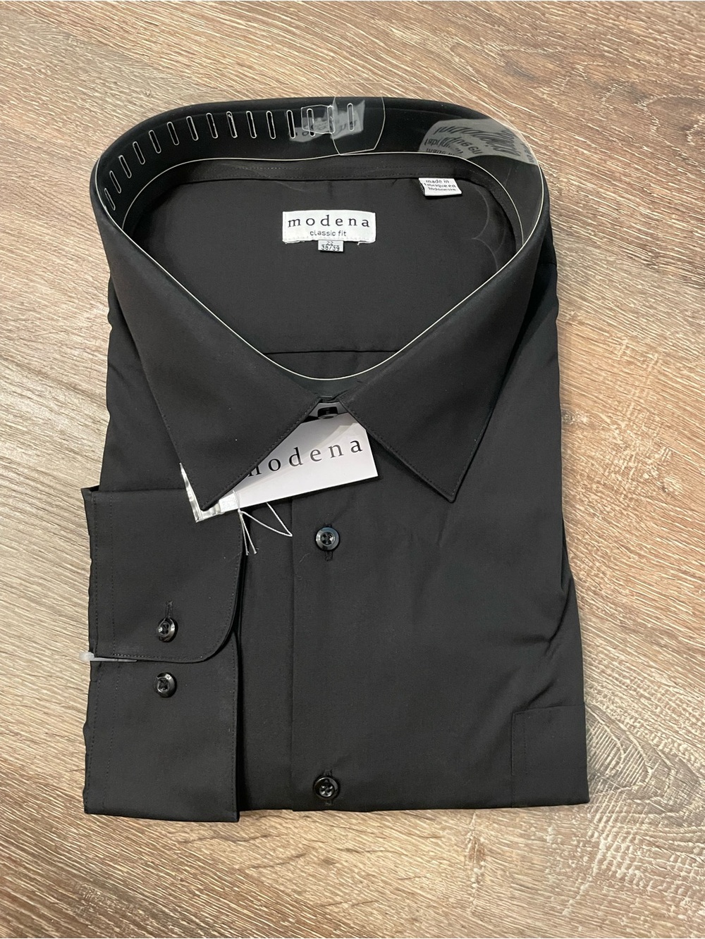 NWT Modena Men's Classic Fit Long Sleeve Dress Shirt M300CLOR Black